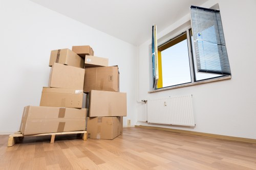 Moving van and boxes for a removals service in Maida Vale